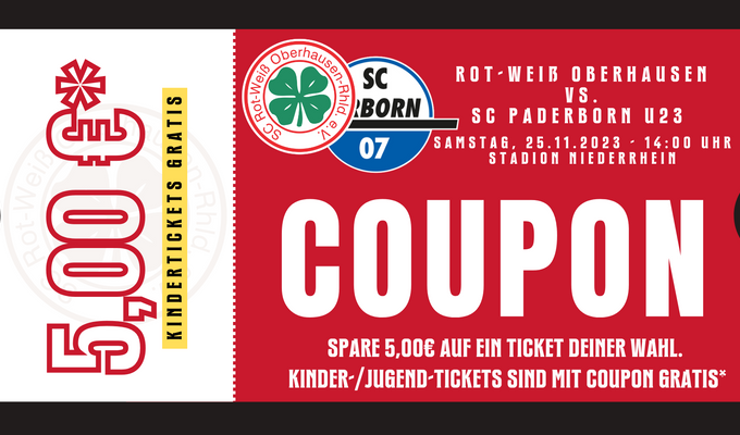 5€-Coupon zum Heimspiel gegen Paderborn U23